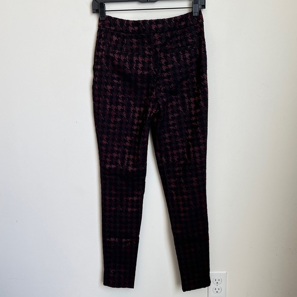 Reiss Laura Metallic Houndstooth Skinny Pants in Burgundy Red and Black Size 0 - Picture 5 of 5